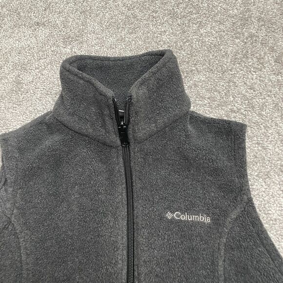 Columbia Benton Springs Fleece Jacket Vest Womens Small Dark Gray Outdoor Hiking - Picture 9 of 12